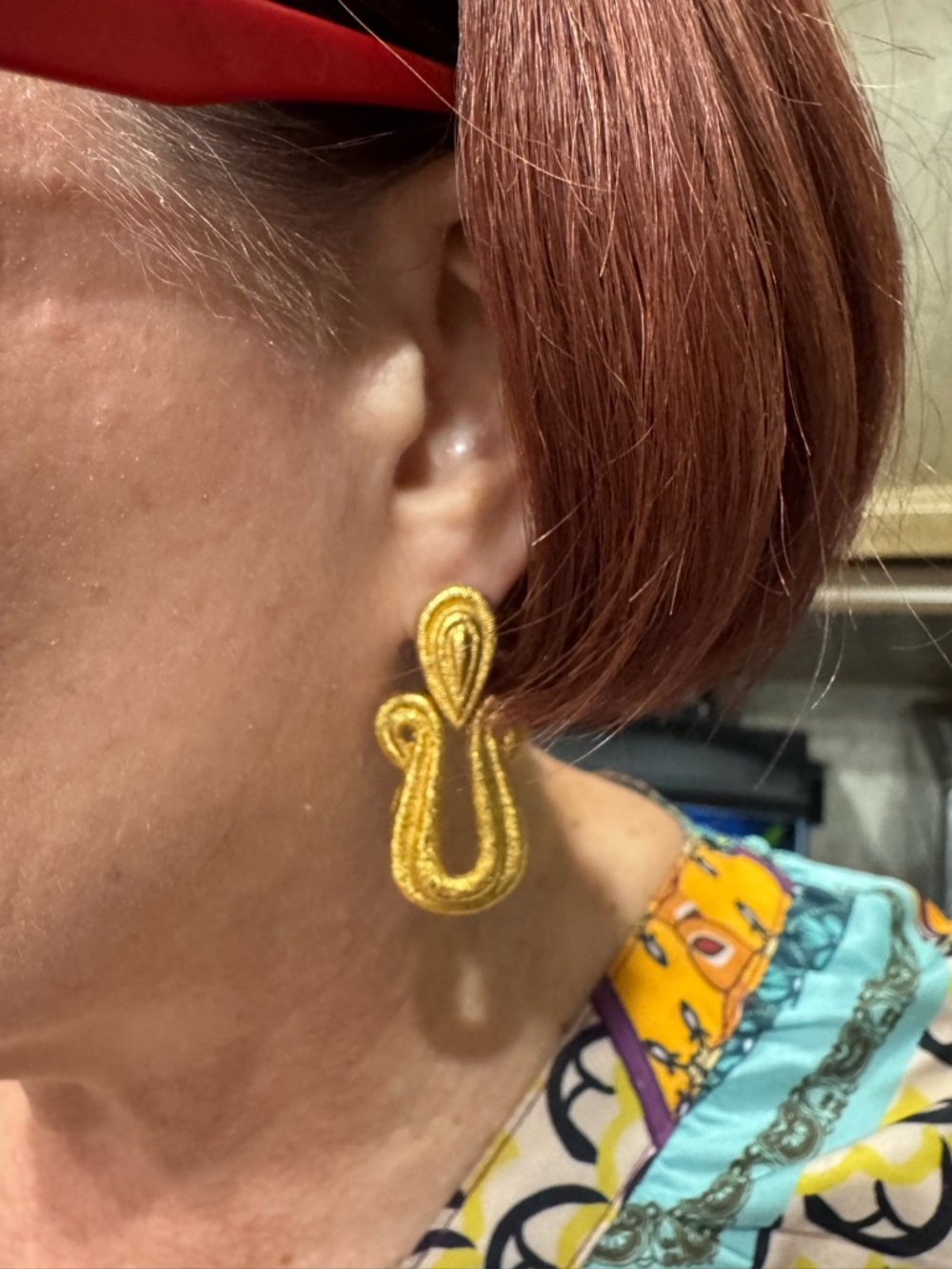 Givenchy Vintage Etruscan Style Doorknocker Earrings Goldtone - Picture 11 of 12
